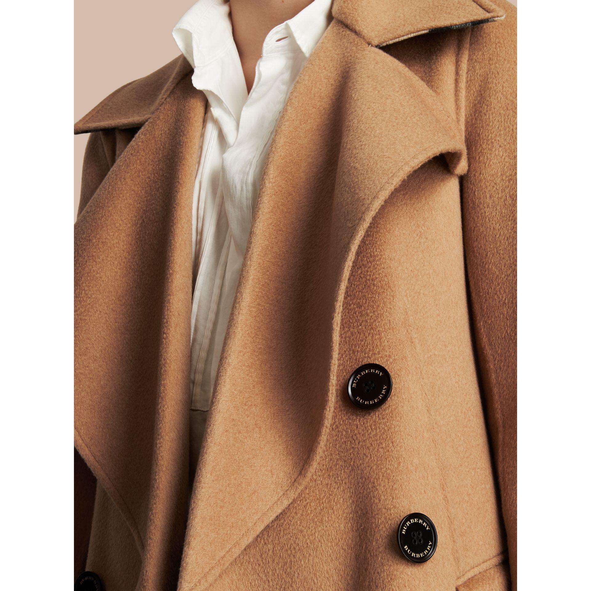 Lyst - Burberry Draped Front Camel Hair And Wool Tailored Coat in Natural