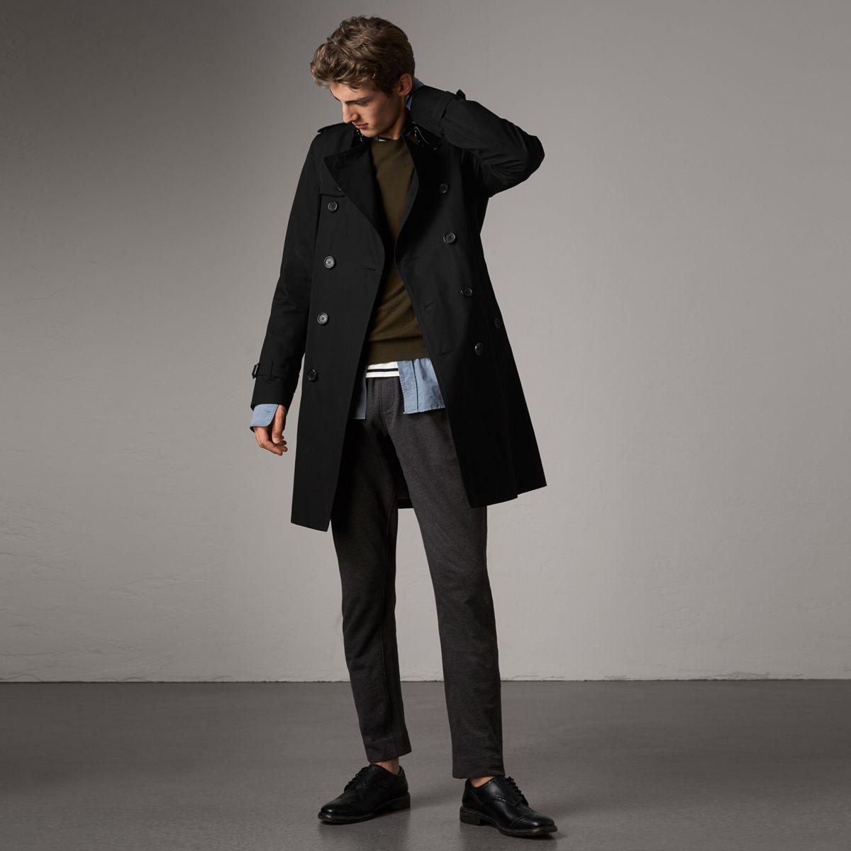 Burberry Cotton The Kensington – Long Trench Coat in Black for Men - Lyst