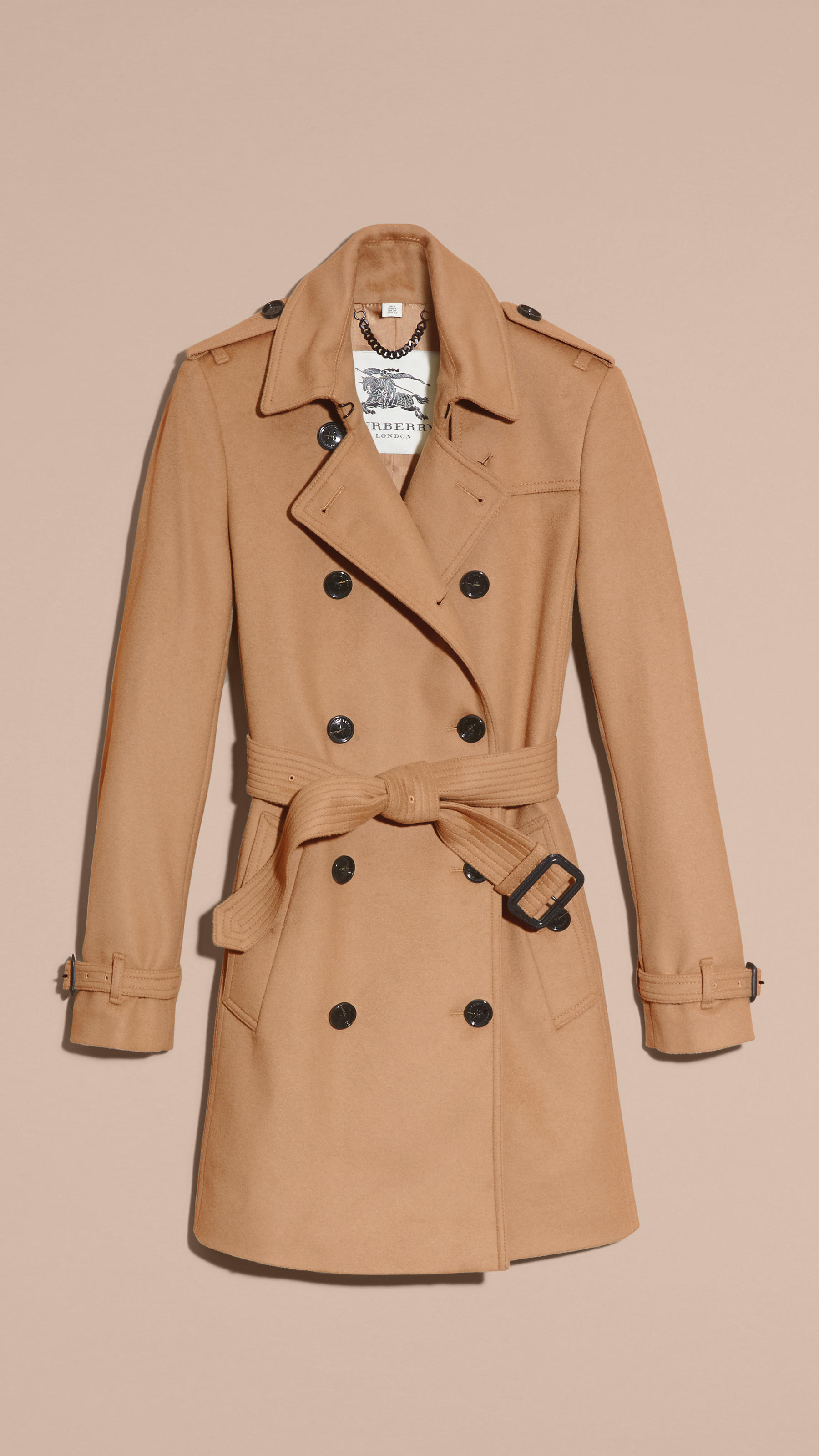 Lyst - Burberry Wool Cashmere Trench Coat in Natural