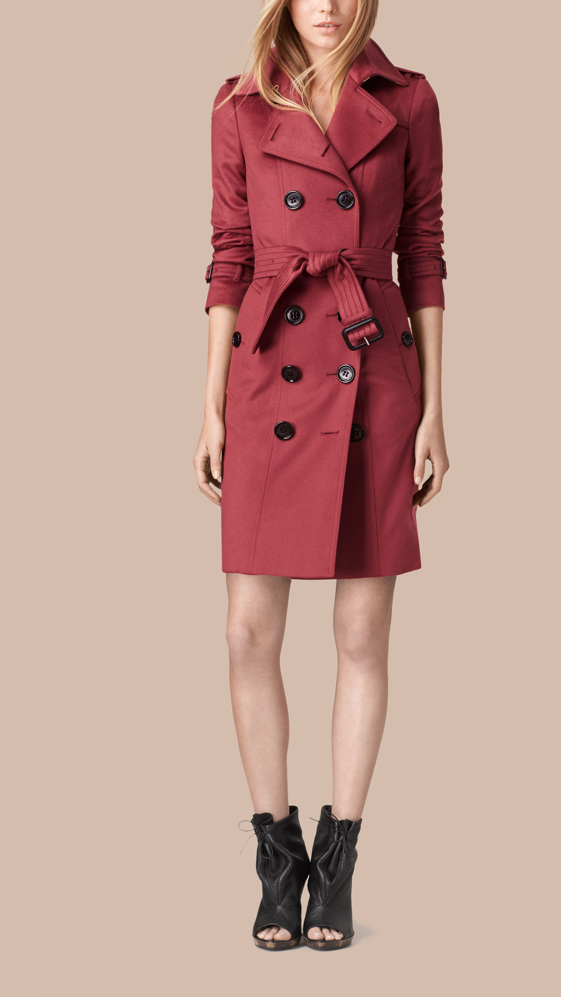 Burberry Sandringham Fit Cashmere Trench Coat Dusty Peony ...
