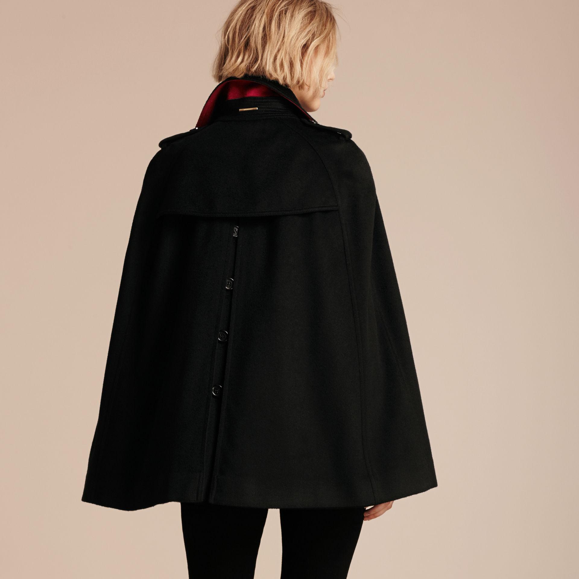 Lyst - Burberry Cashmere Military Cape Coat in Black