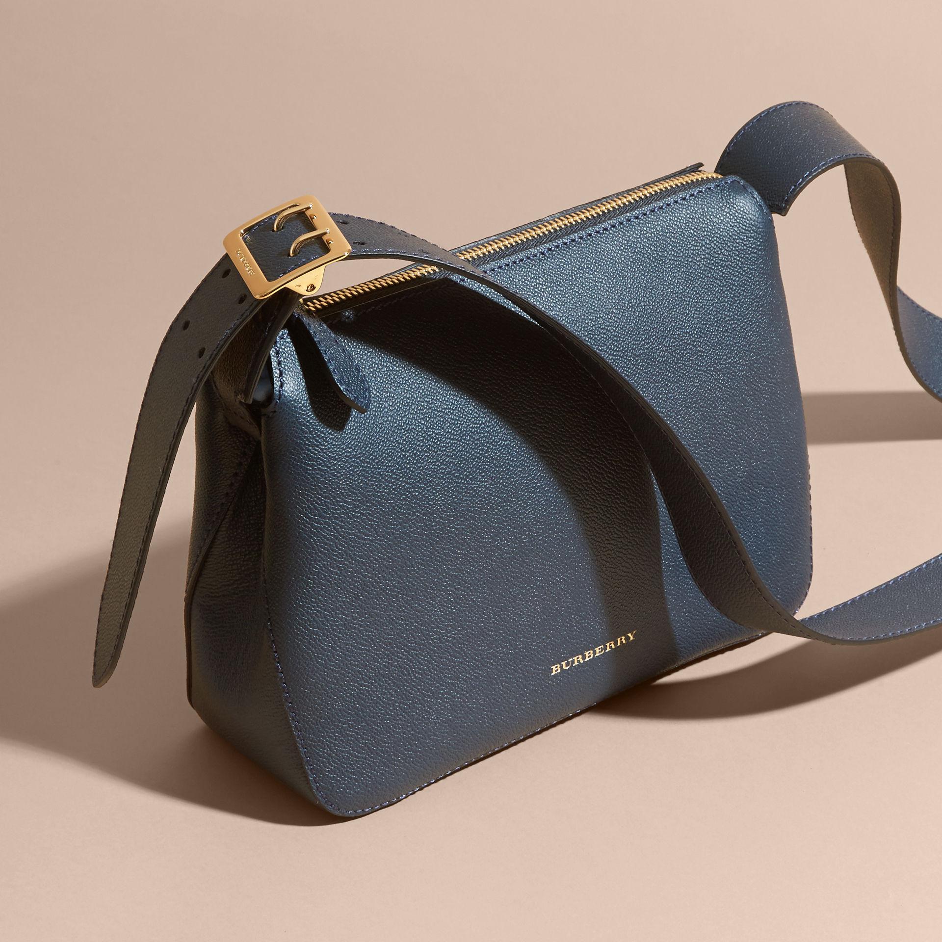 Burberry Buckle Detail Leather Crossbody Bag Blue Carbon in Blue - Lyst