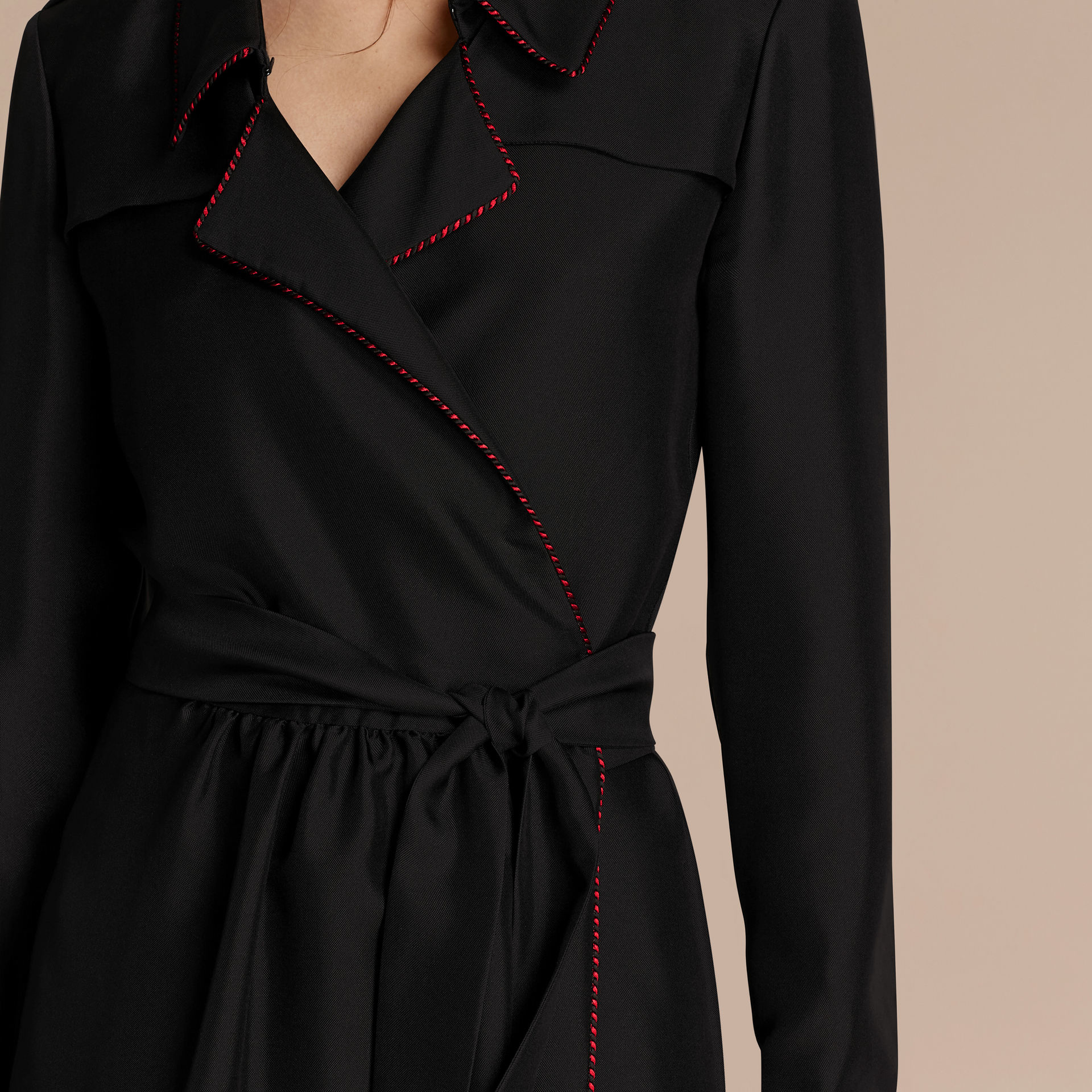 Lyst Burberry Silk Wrap Trench Dress With Military Piping in Black