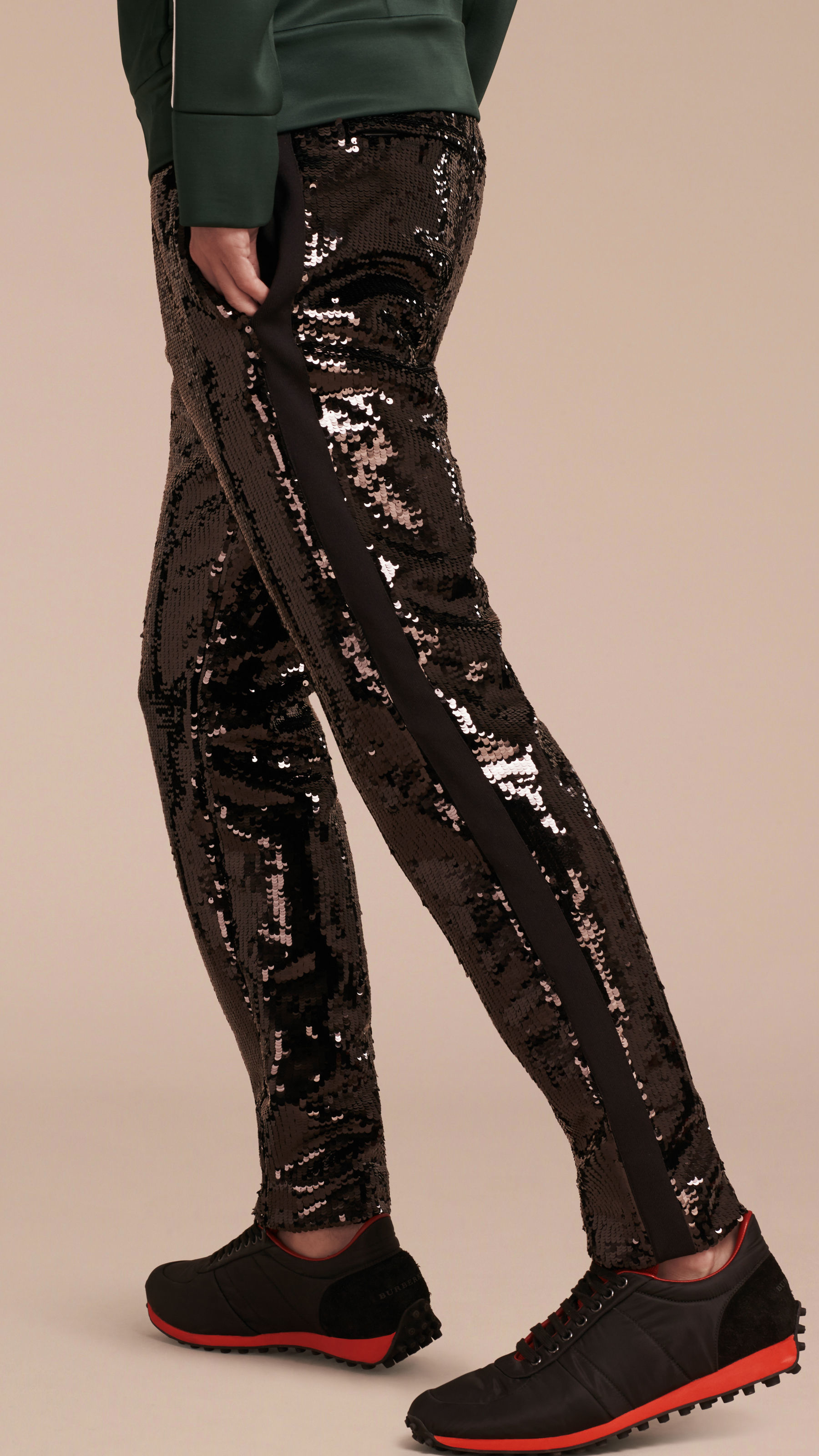Burberry Sequin Track Pants in Black for Men Lyst