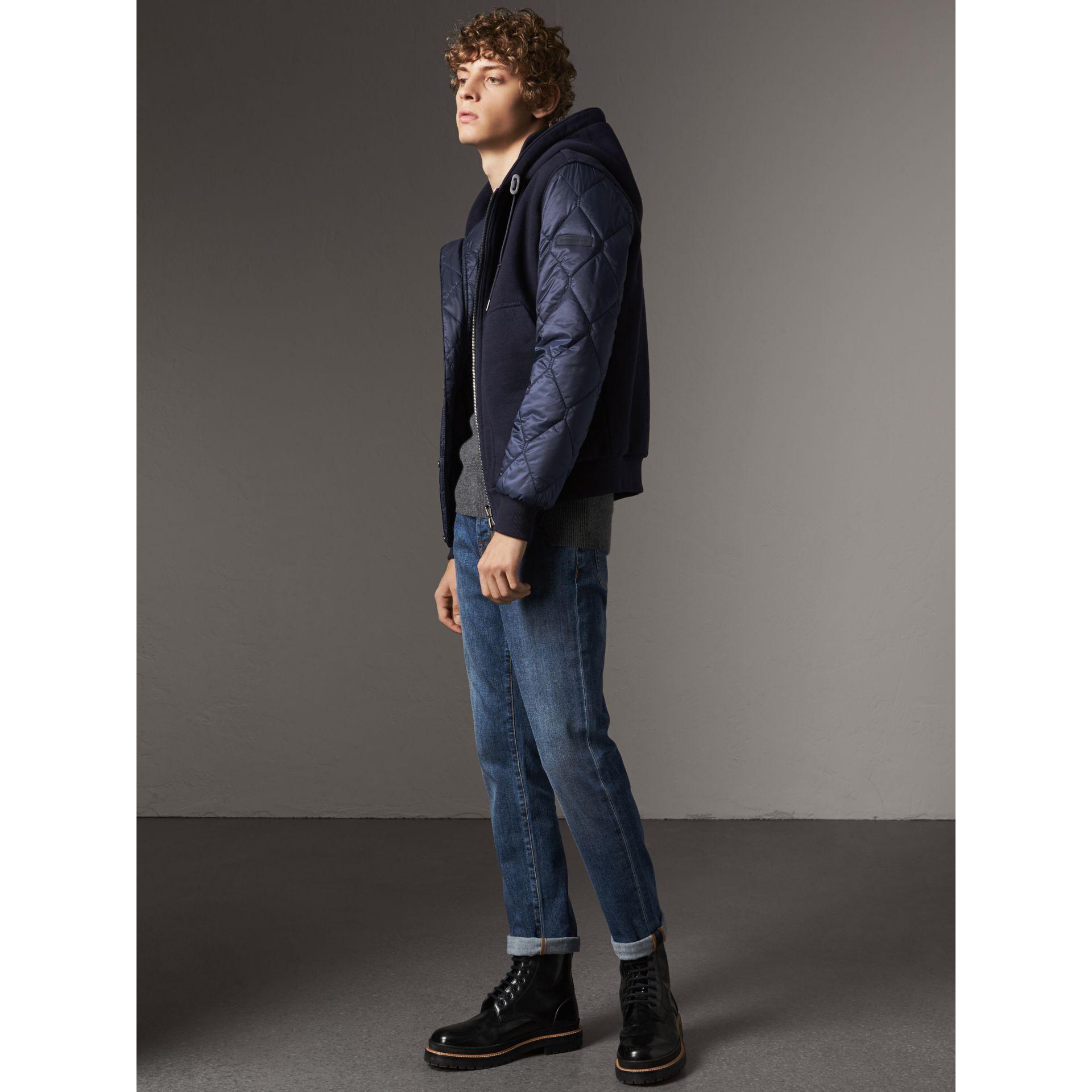 Lyst - Burberry Reversible Quilted Cotton Hooded Bomber Jacket in Blue ...