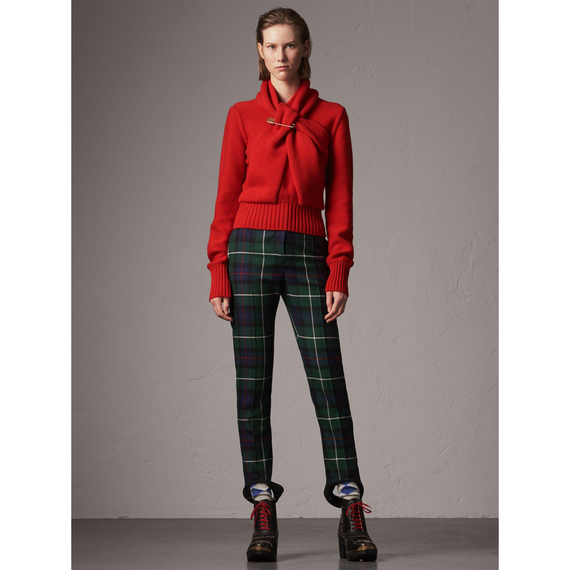 Burberry Cashmere Tie-neck Sweater in Red | Lyst