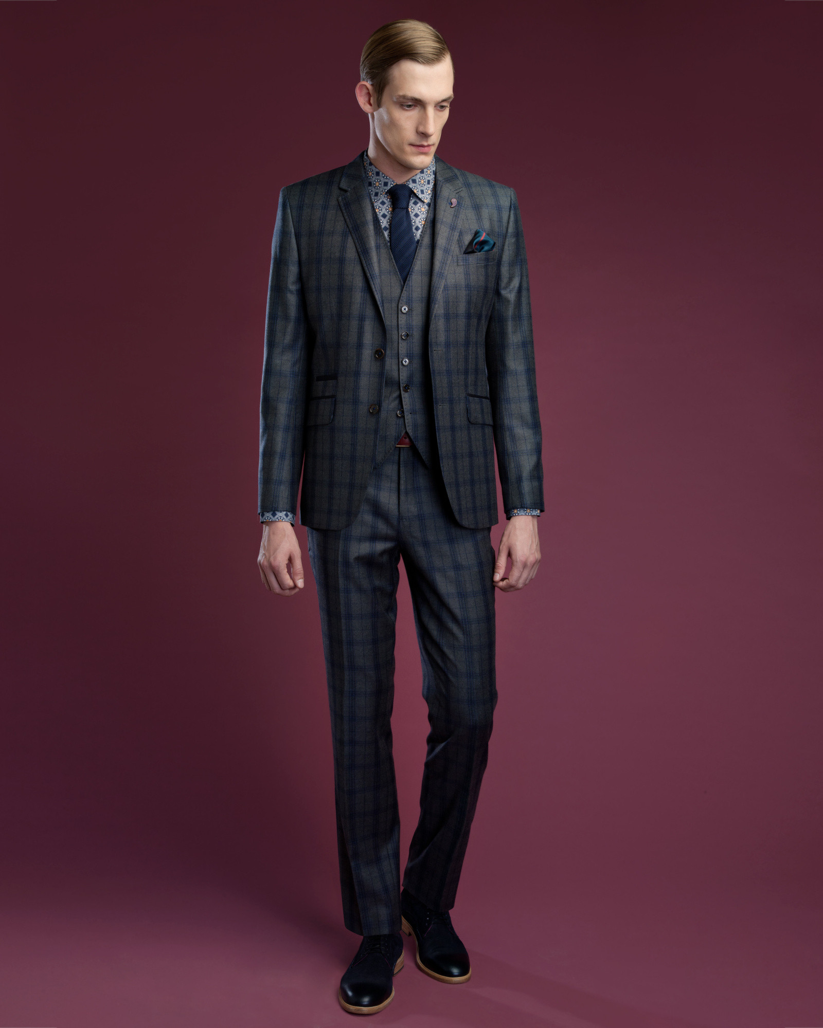 Ted Baker Deluxe Check Suit Jacket in Grey (Gray) for Men ...
