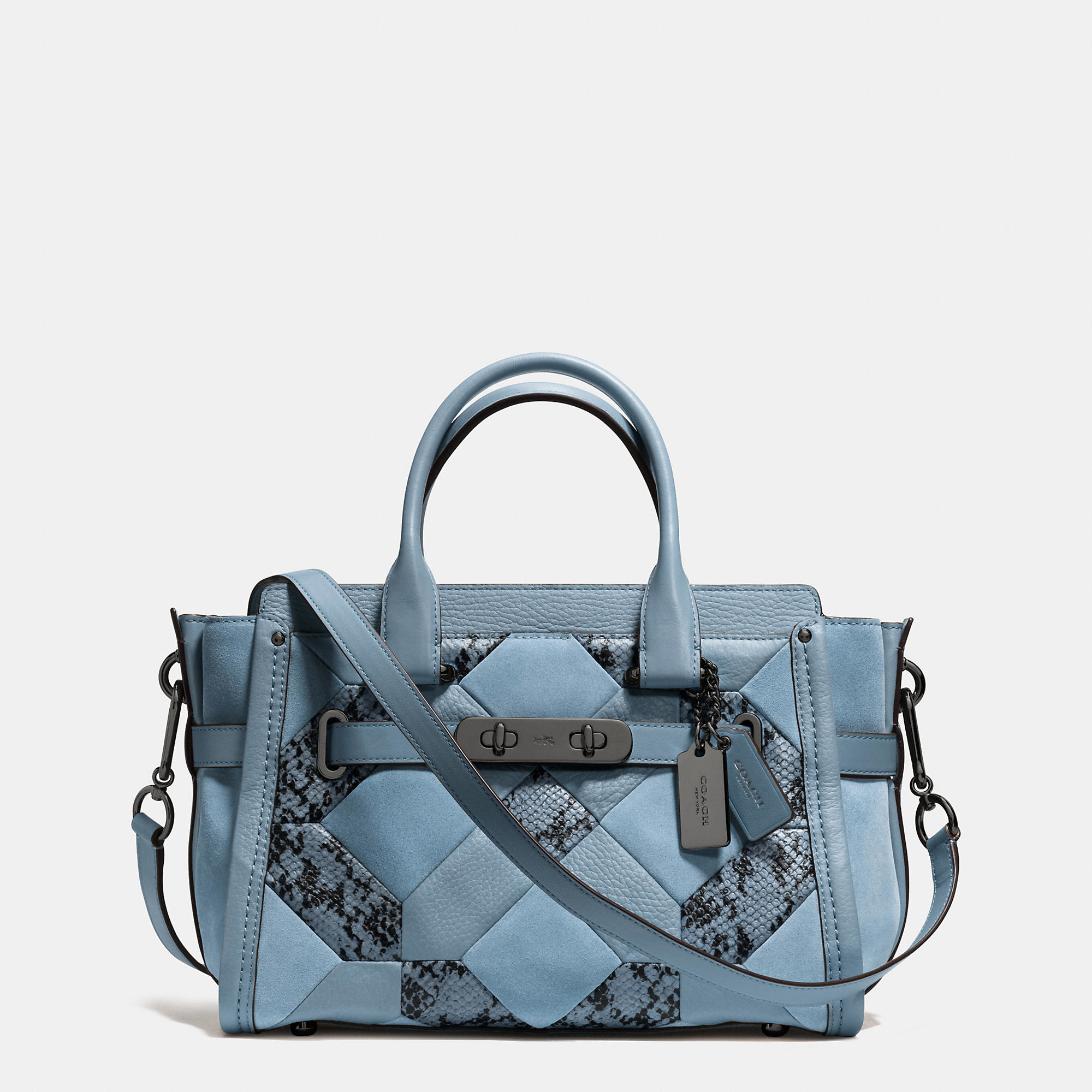 Coach Swagger 27 In Patchwork Exotic Embossed Leather in Blue | Lyst