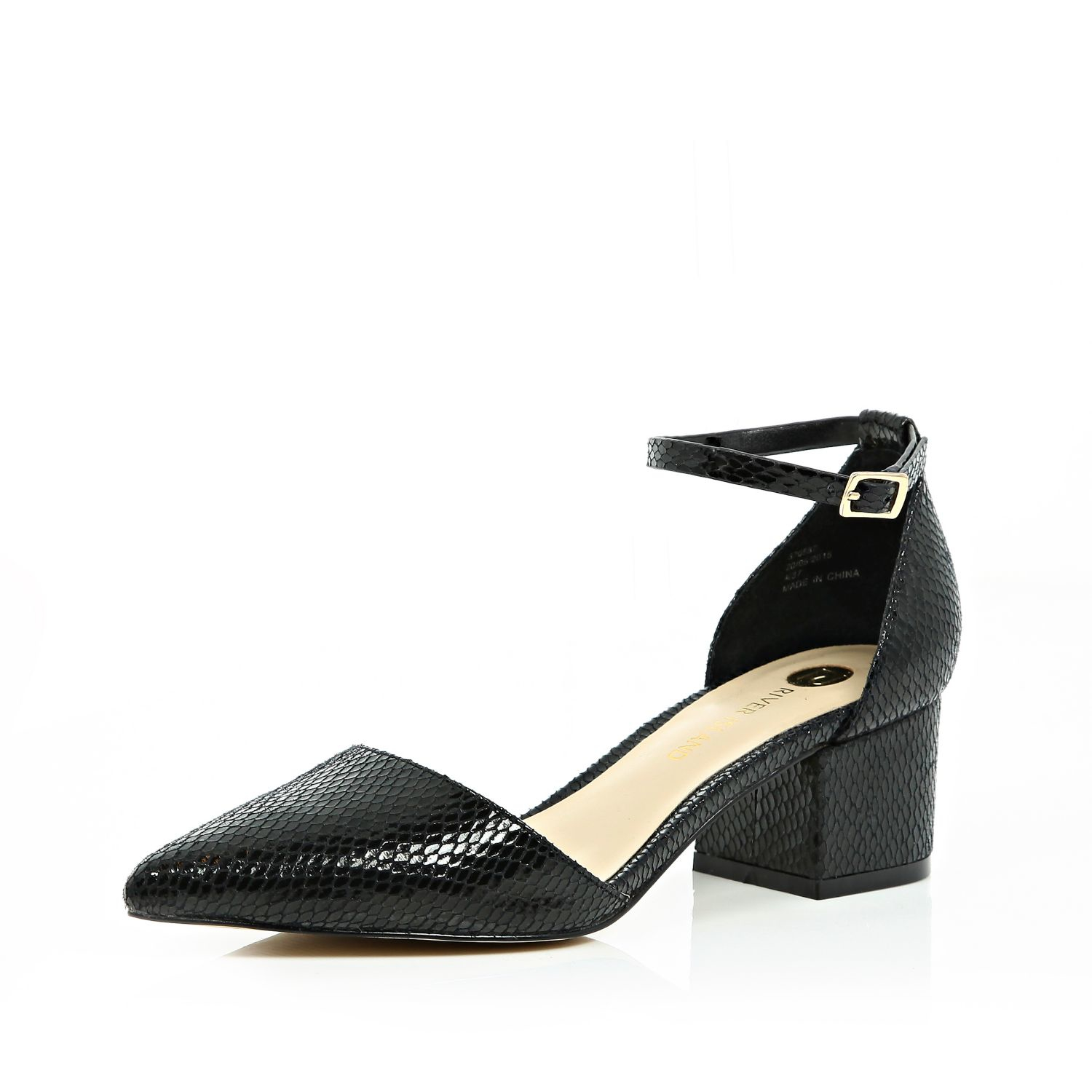 River island Black Block  Heel  Pointed Shoes  in Black Lyst