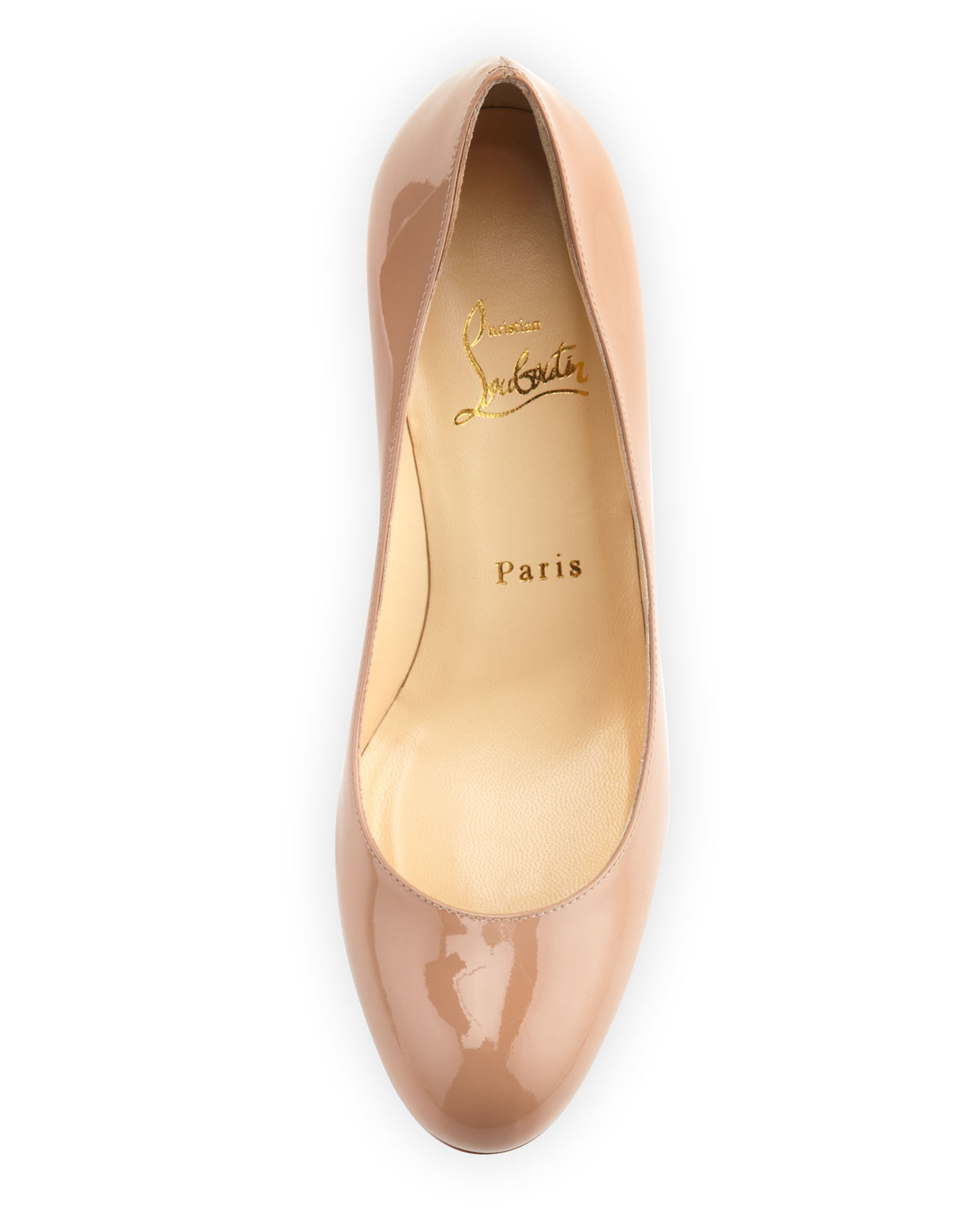 Christian louboutin Simple Patent Red Sole Pump Nude in Beige ...  