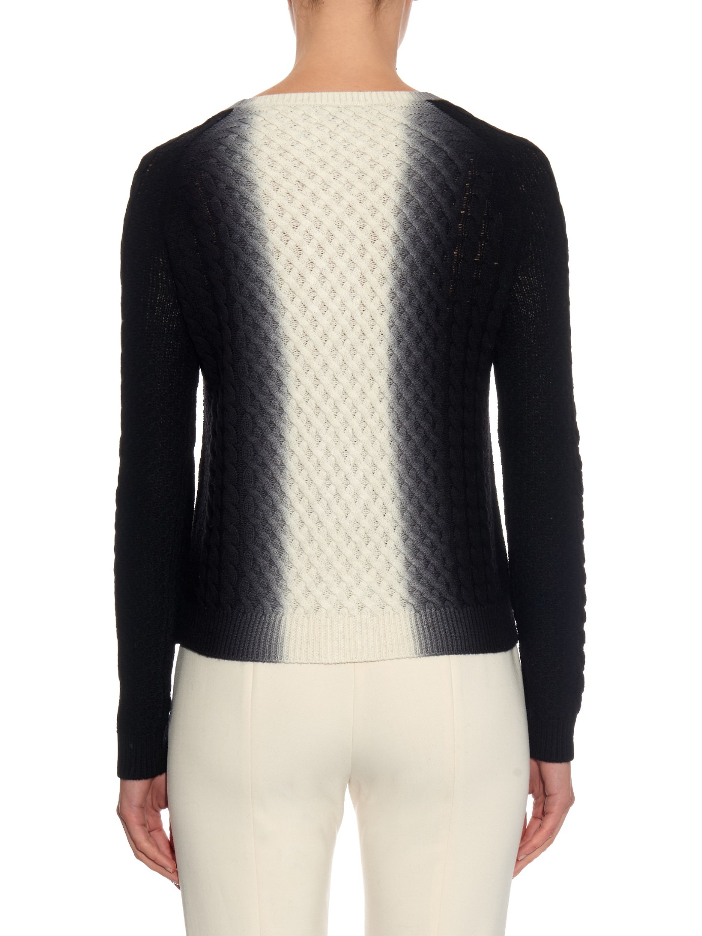 Vince Vertical Tie-dye Cable-knit Sweater in Black - Lyst