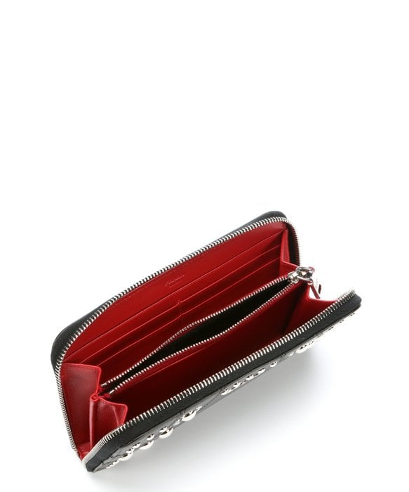 Prada Nero Calfskin \u0026#39;Portafoglio Lampo\u0026#39; Studded Continental Wallet ...  