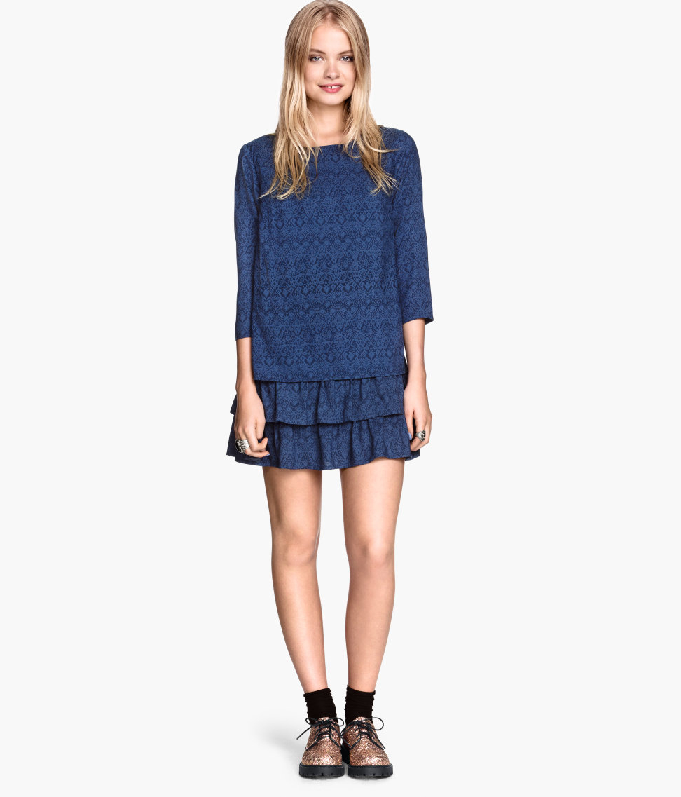 lyst h m patterned dress in blue lyst h m patterned dress in blue