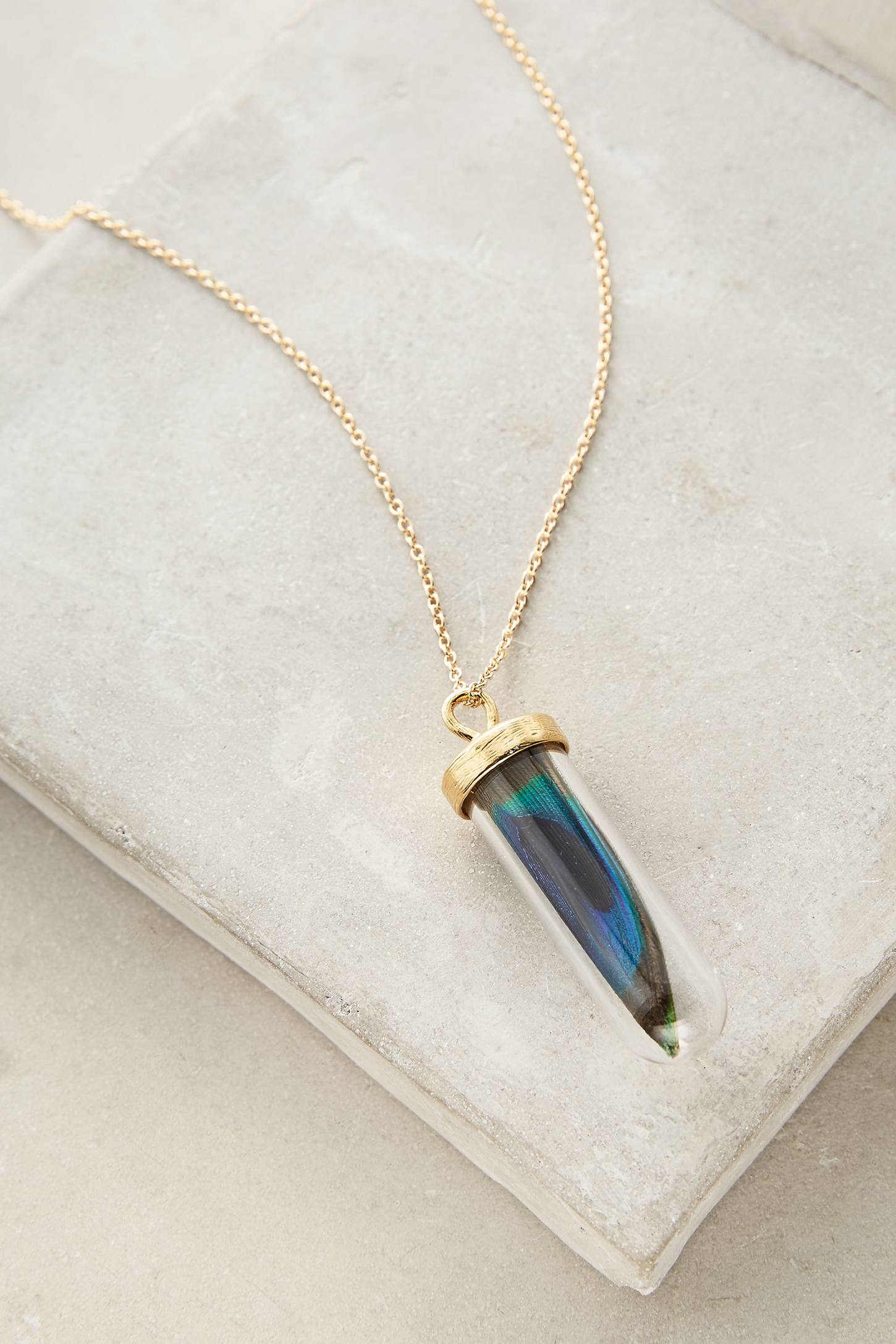 Catherine weitzman Plume Capsule Necklace in Green