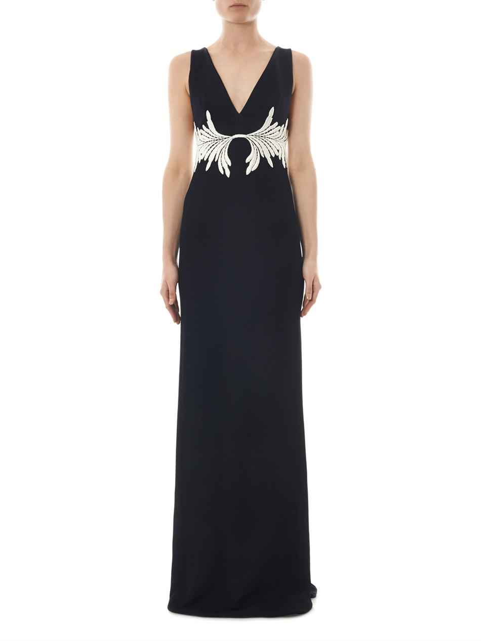 Lyst Galvan London Embroidered HeavyKnit Navy Gown in Blue