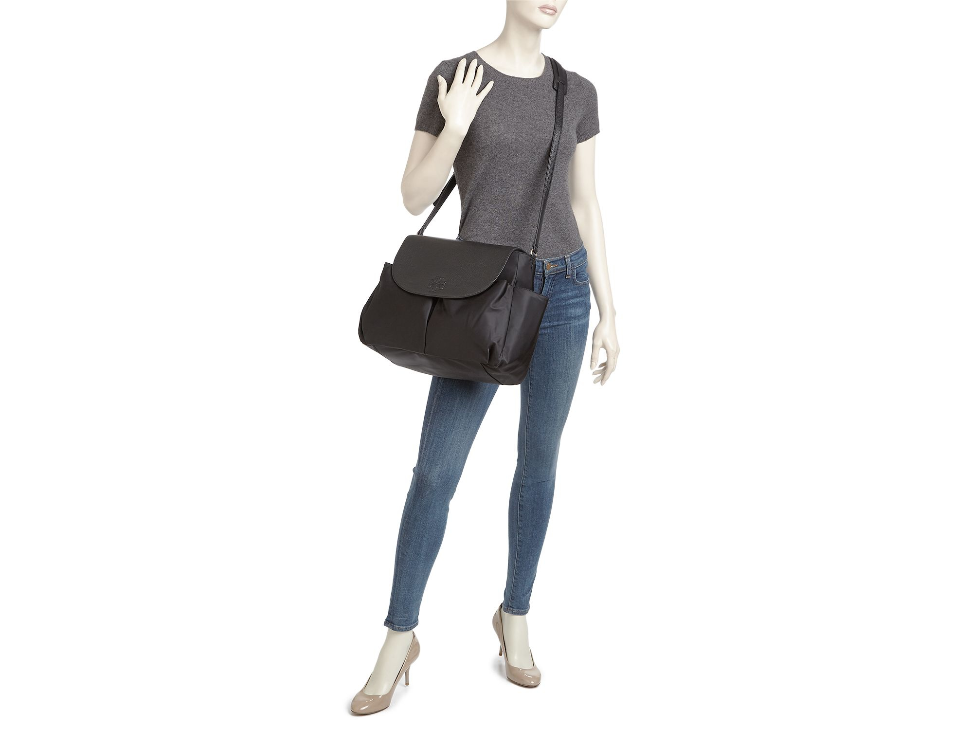 Tory Burch Black Thea Nylon Messenger Diaper Bag