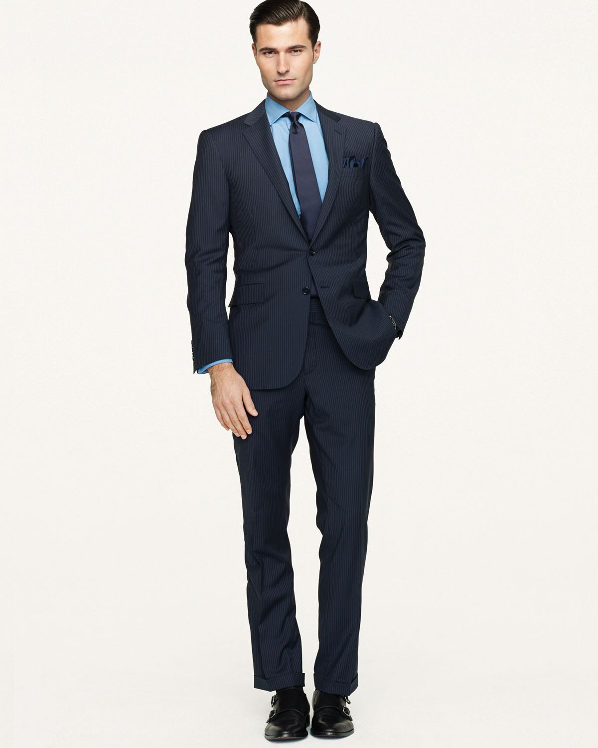 Ralph lauren Black Label Pinstriped Anthony Suit in Blue for Men | Lyst