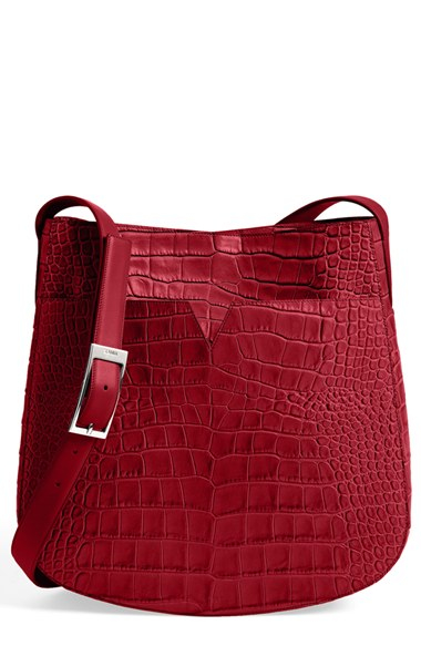 Lyst - Vince &#39;medium&#39; Croc Embossed Leather Crossbody Bag - Burgundy in Red