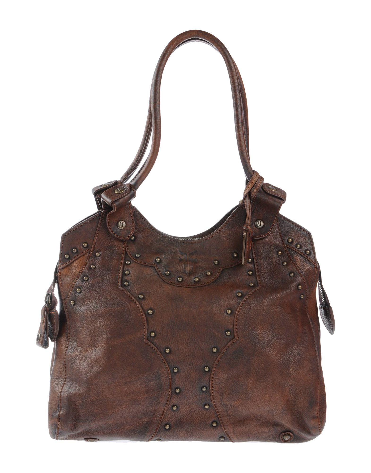 Lyst Frye Studded Leather Shoulder Bag in Brown