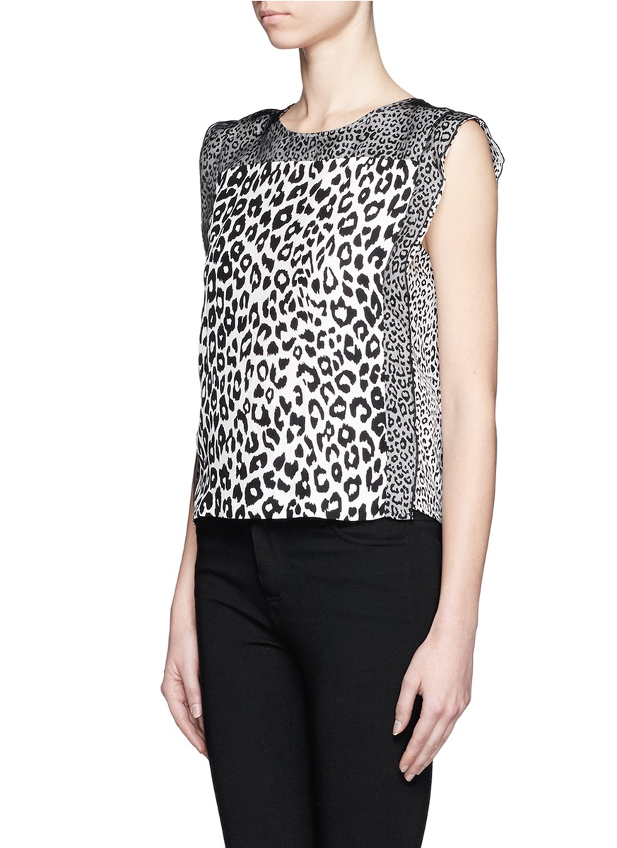 Download Lyst - Sandro Leopard Print Layer Sleeveless Silk Top