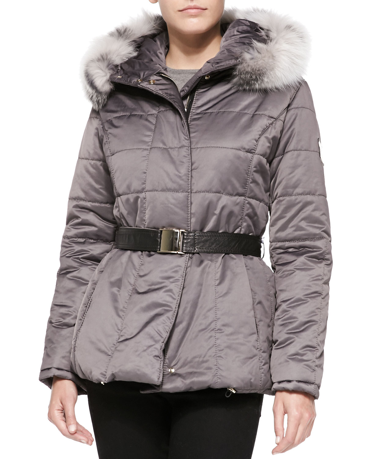 Lyst Gorski ApresSki Belted Puffer Jacket W/ Iceberg FurTrim in Gray