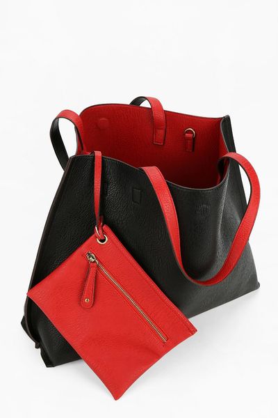 Urban outfitters Reversible Vegan Leather Tote Bag in Red (RED/BLACK)
