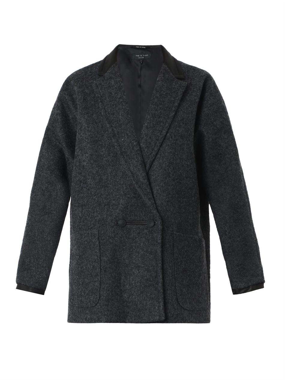 Lyst - Rag & Bone Primrose Wool And Leather Coat in Gray