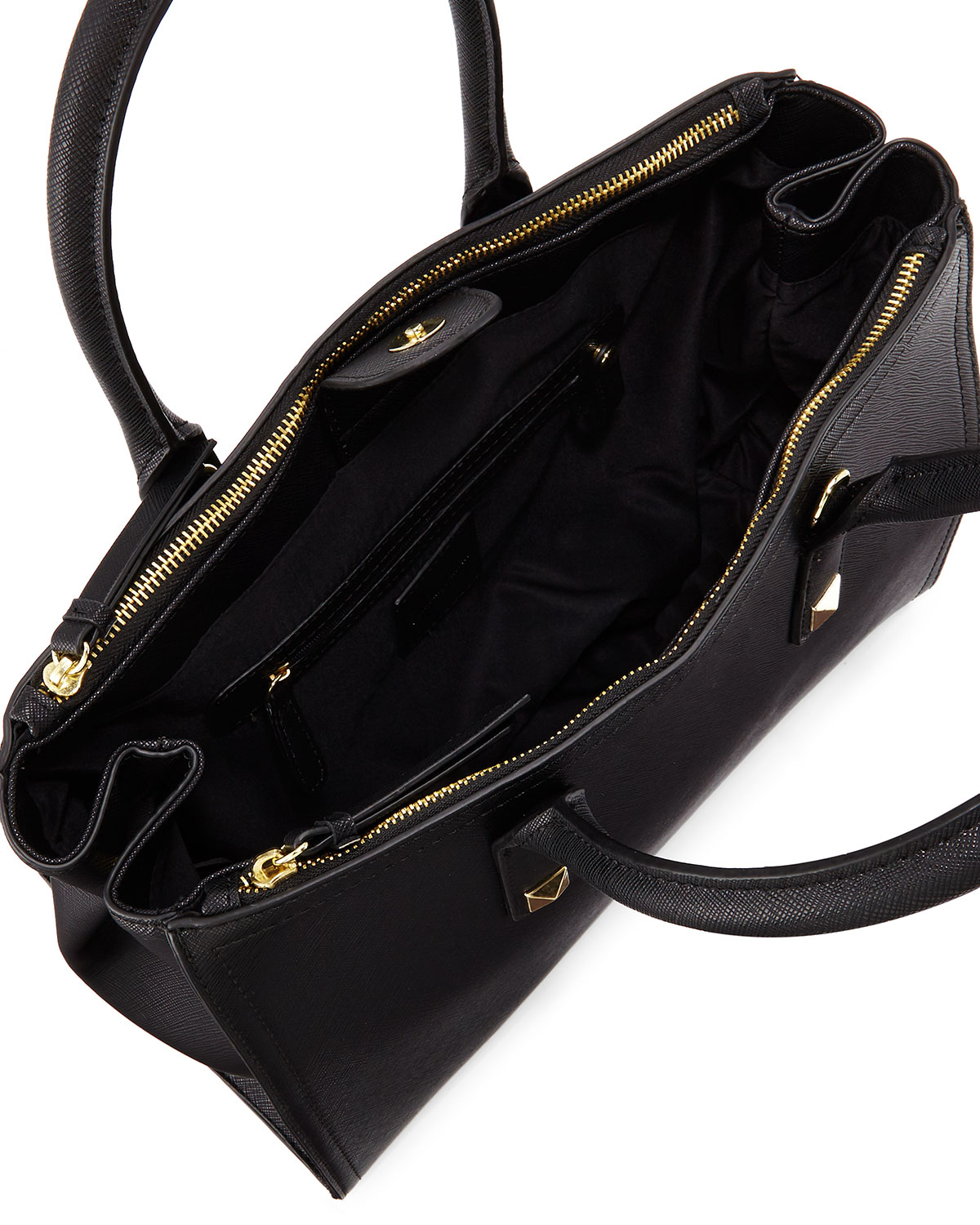 Lyst - Neiman Marcus Studded Double-zip Tote Bag in Black