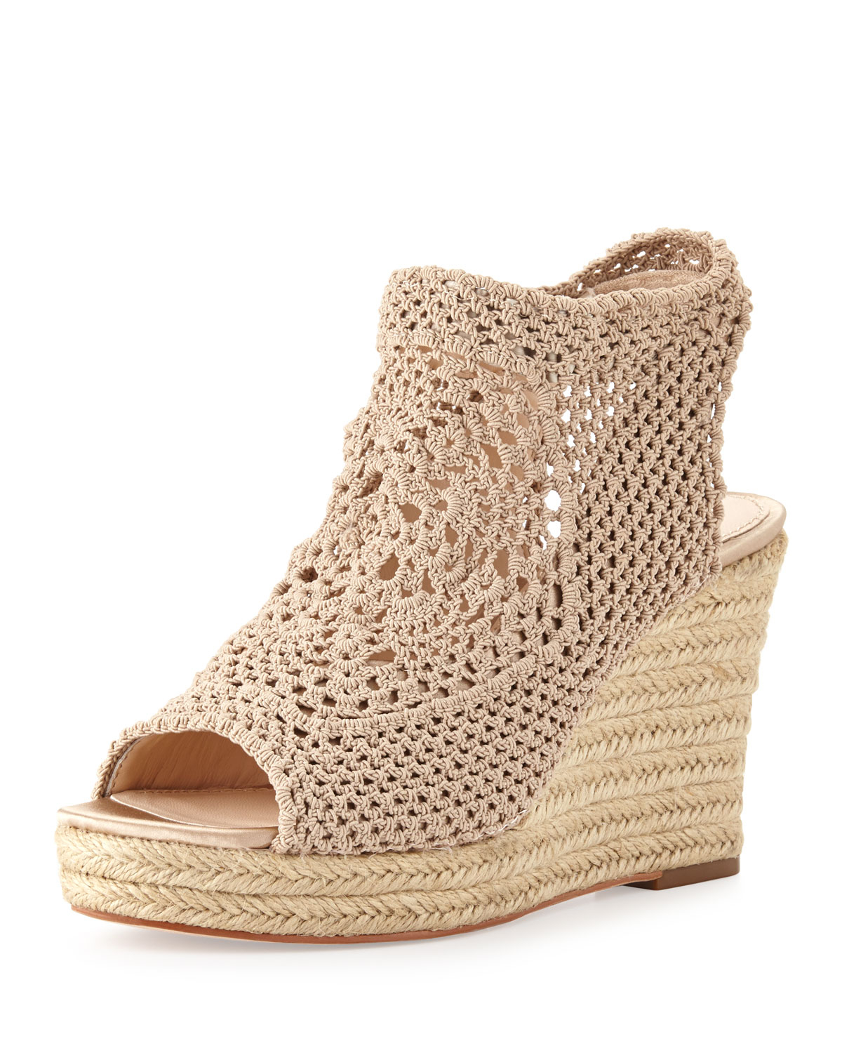 Lyst Vc Signature Minerva Crochet Wedge Sandal Pale Nude in Natural