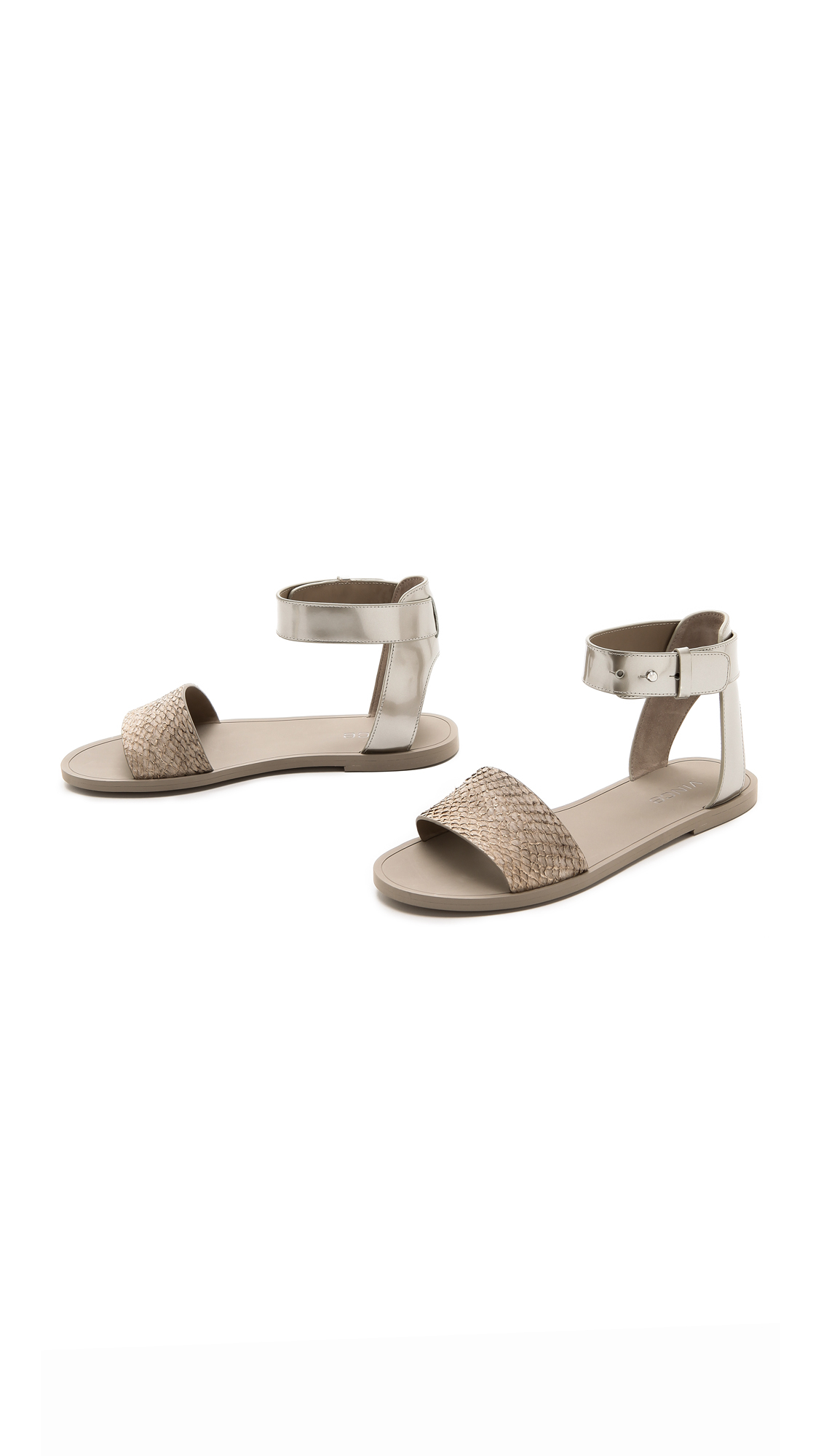 Vince Sawyer Flat Sandals with Ankle Strap in Gray - Lyst