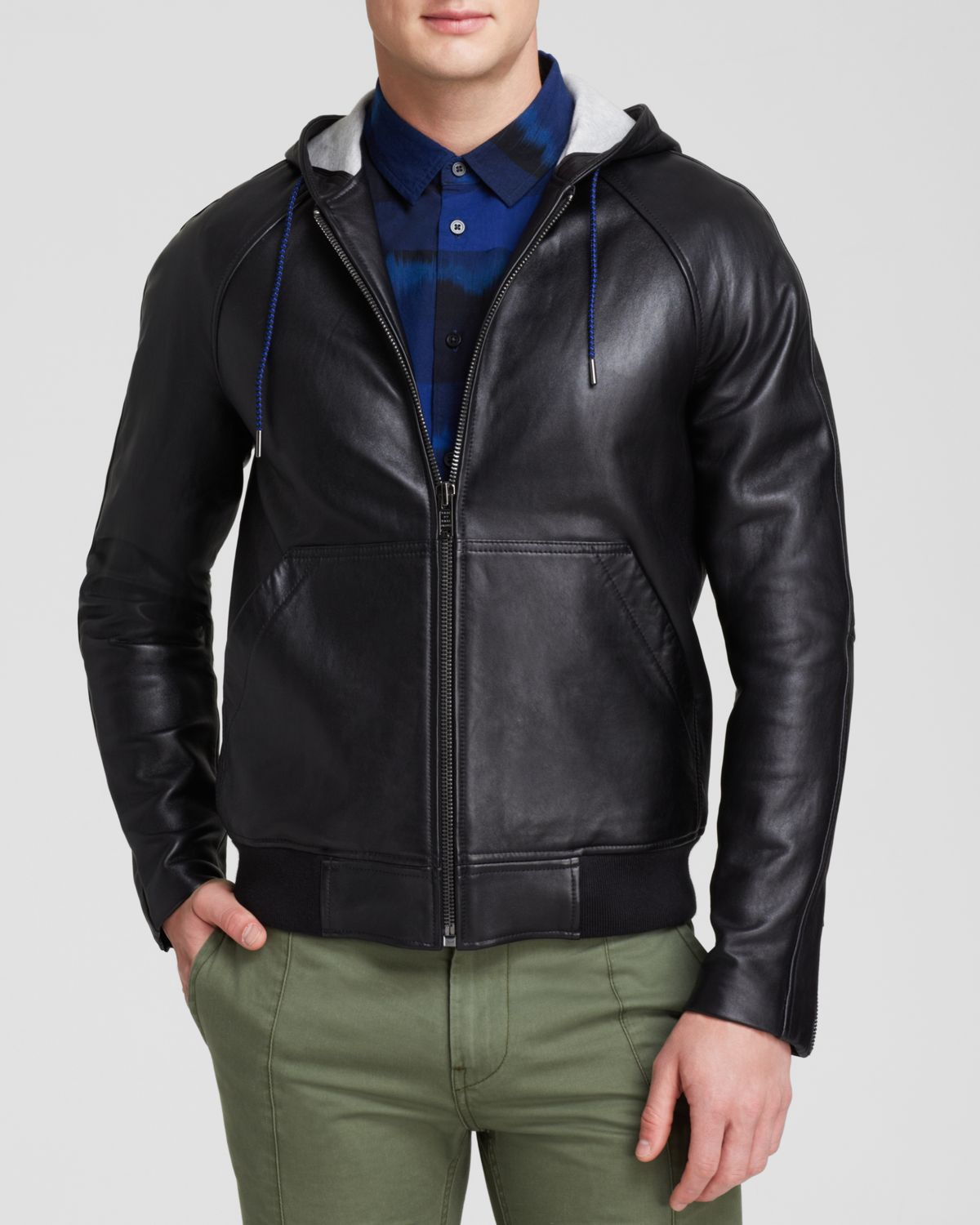 Marc By Jacobs Hooded Leather Jacket In Black For Men Lyst Gallery