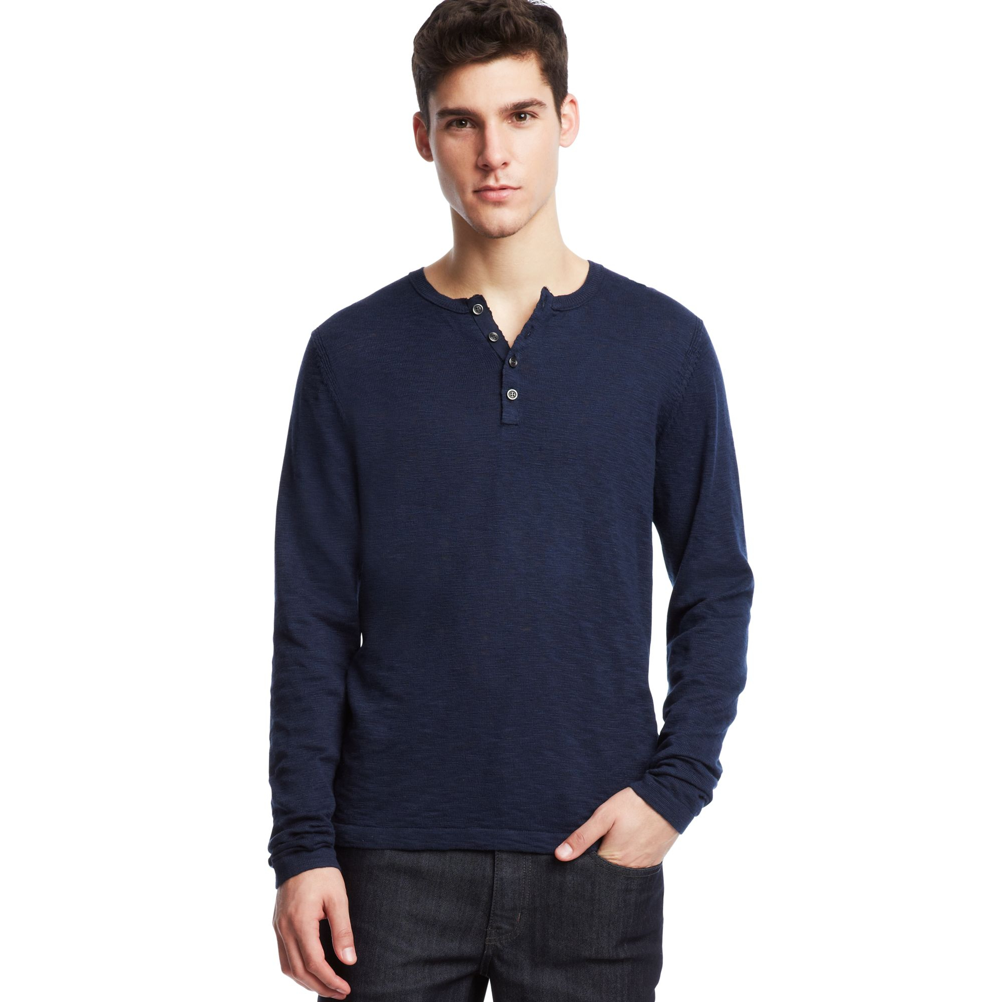 Lyst - Kenneth Cole Reaction Henley Sweater in Blue for Men