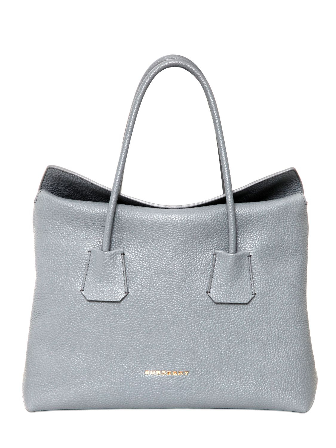 Lyst - Burberry Baynard Grained Leather Top Handle Bag in Gray