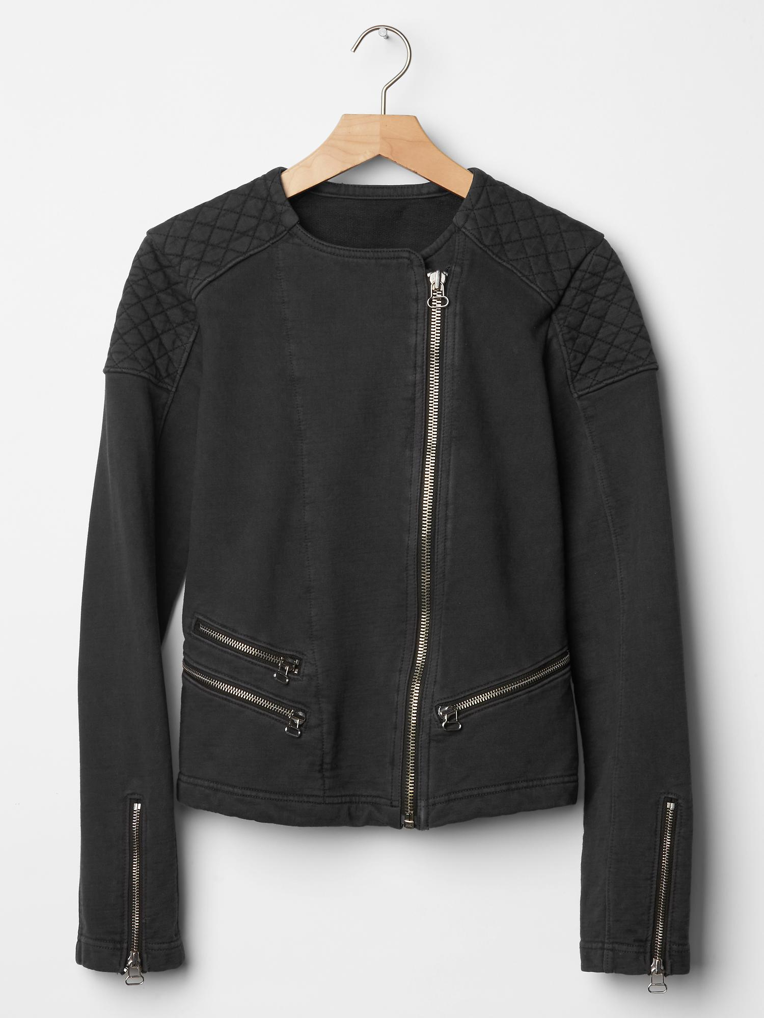 Gap Quilted Moto Knit Jacket in Black (soft black) Lyst