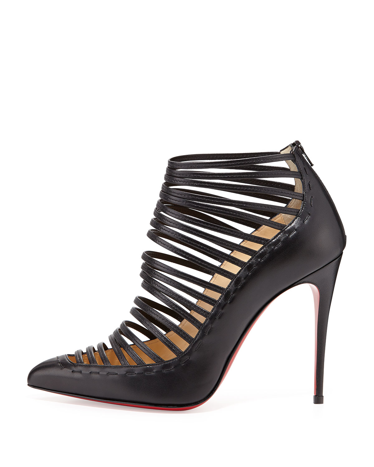 Christian louboutin Gortik Strappy Red-Sole Bootie in Black (red ...