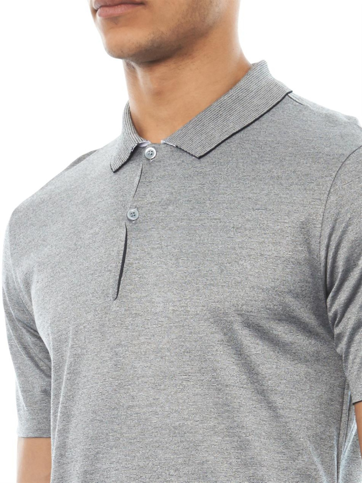 gray polo shirt
