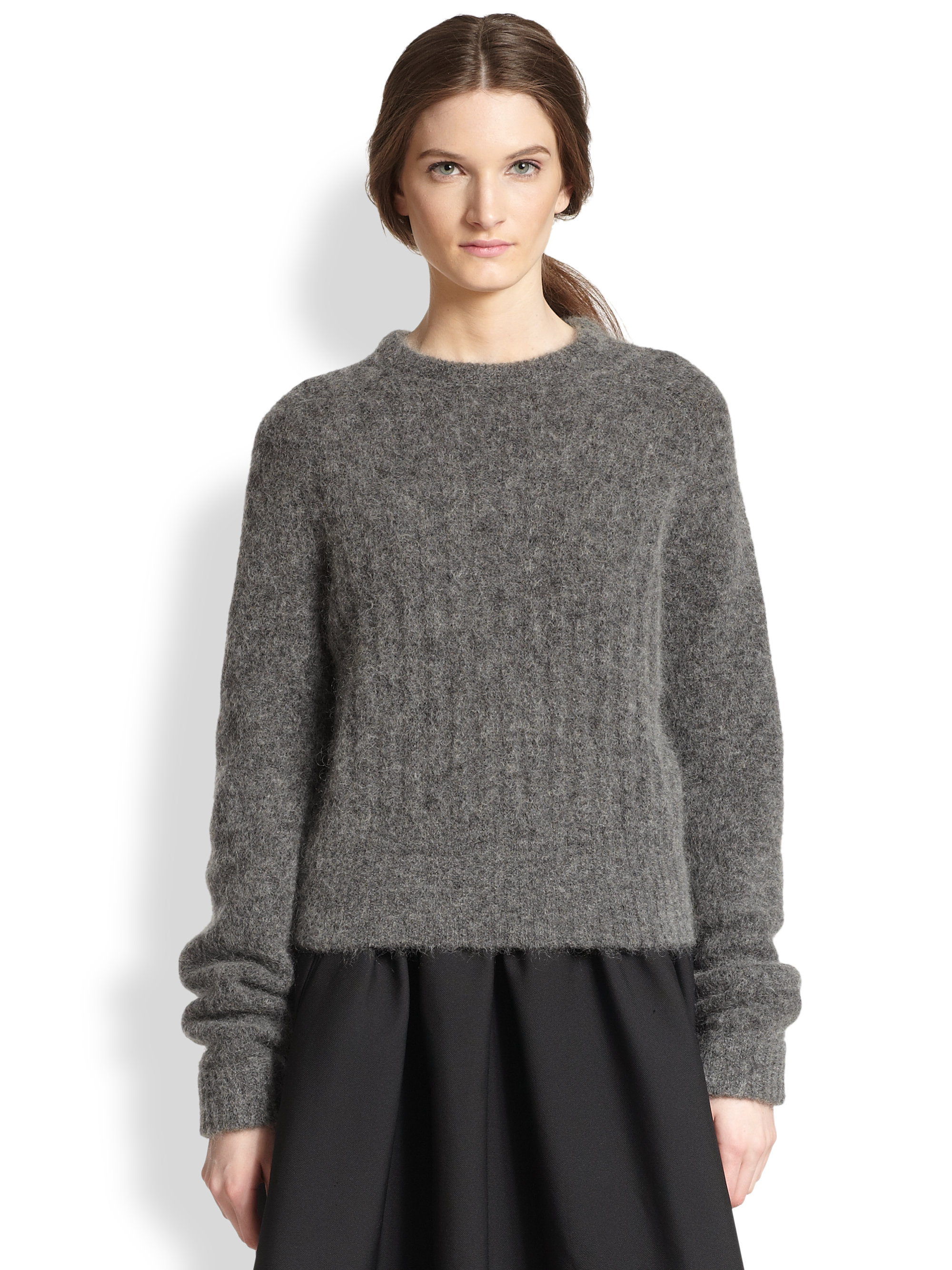 Acne studios Textured Ribbed Sweater in Gray | Lyst
