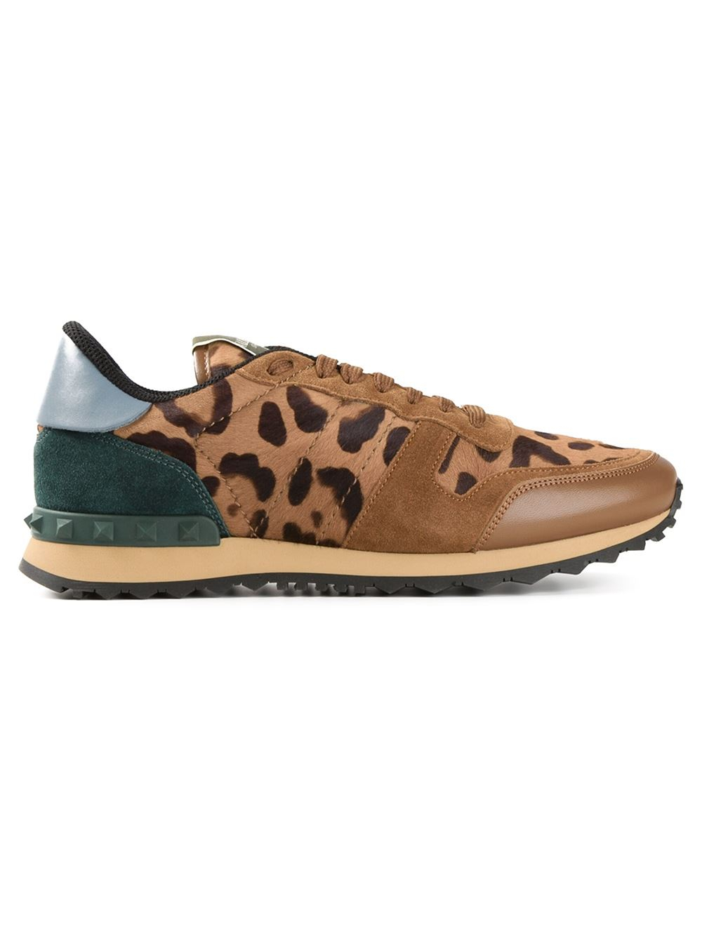 Valentino Leopard Print Sneakers in Brown for Men | Lyst