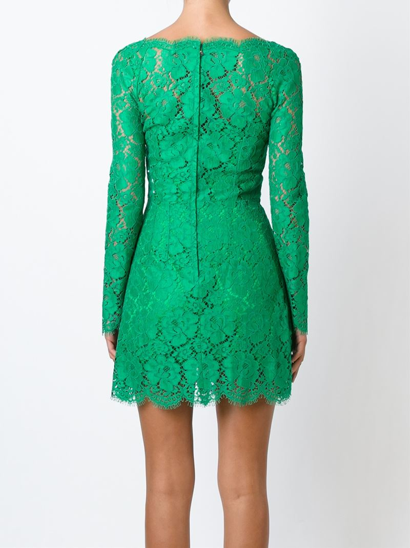 dolce gabbana green lace dress