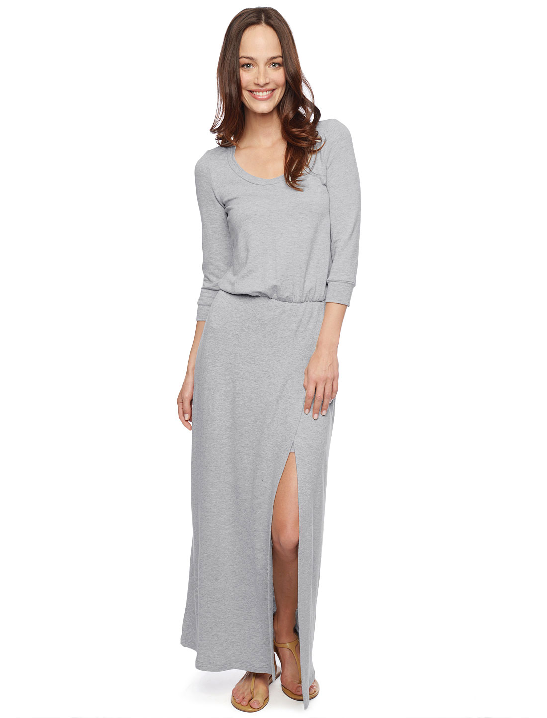 Splendid Sweatshirt Maxi Dress in Gray (Heather Grey) | Lyst