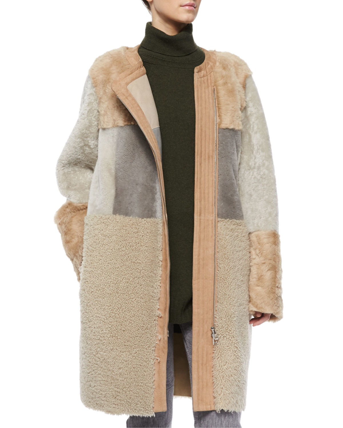 patchwork shearling coat - Google Search | Sheepskin coat, Coat ...
