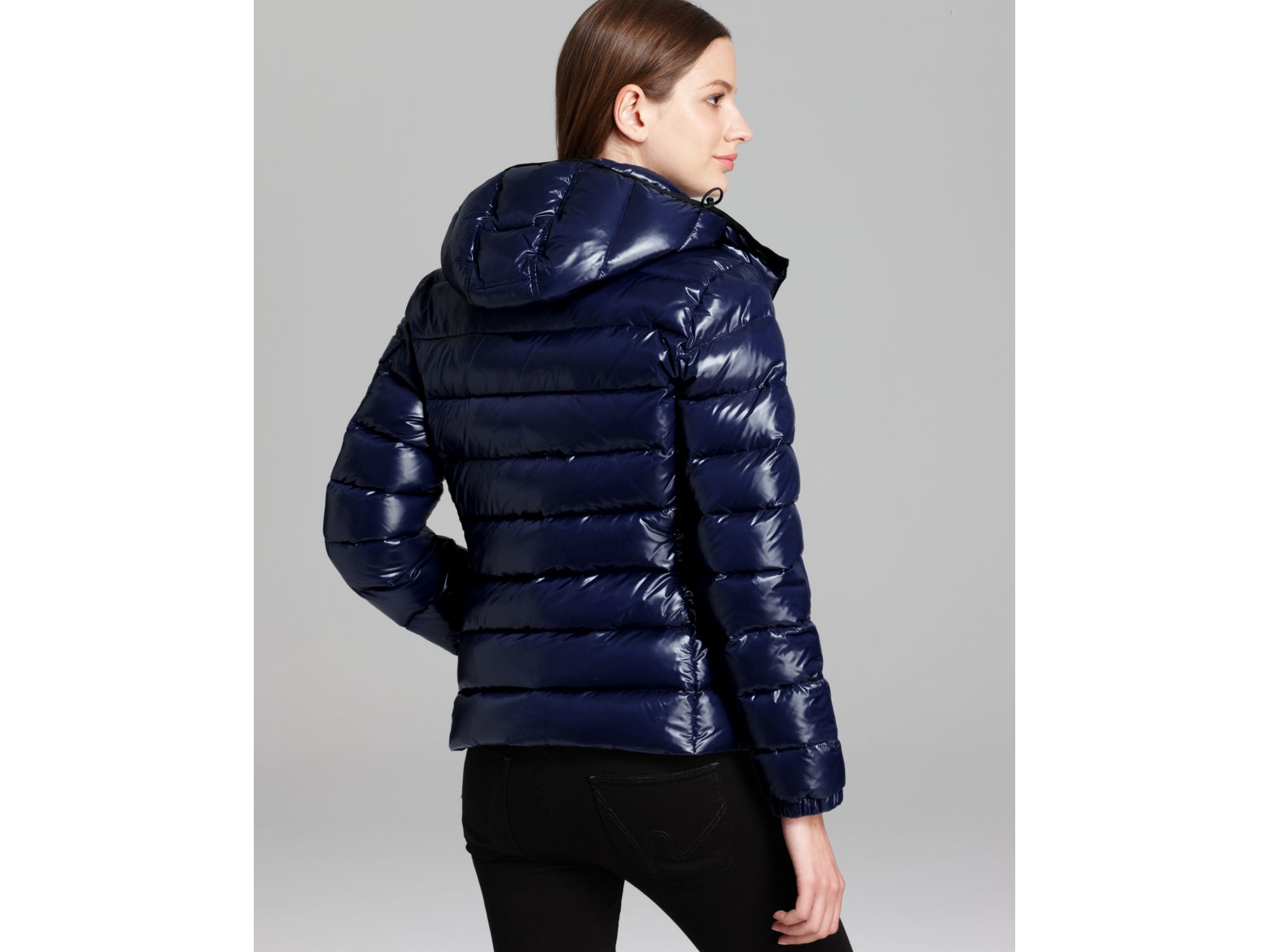 Lyst - Moncler Bady Lacquer Hooded Short Down Coat in Blue