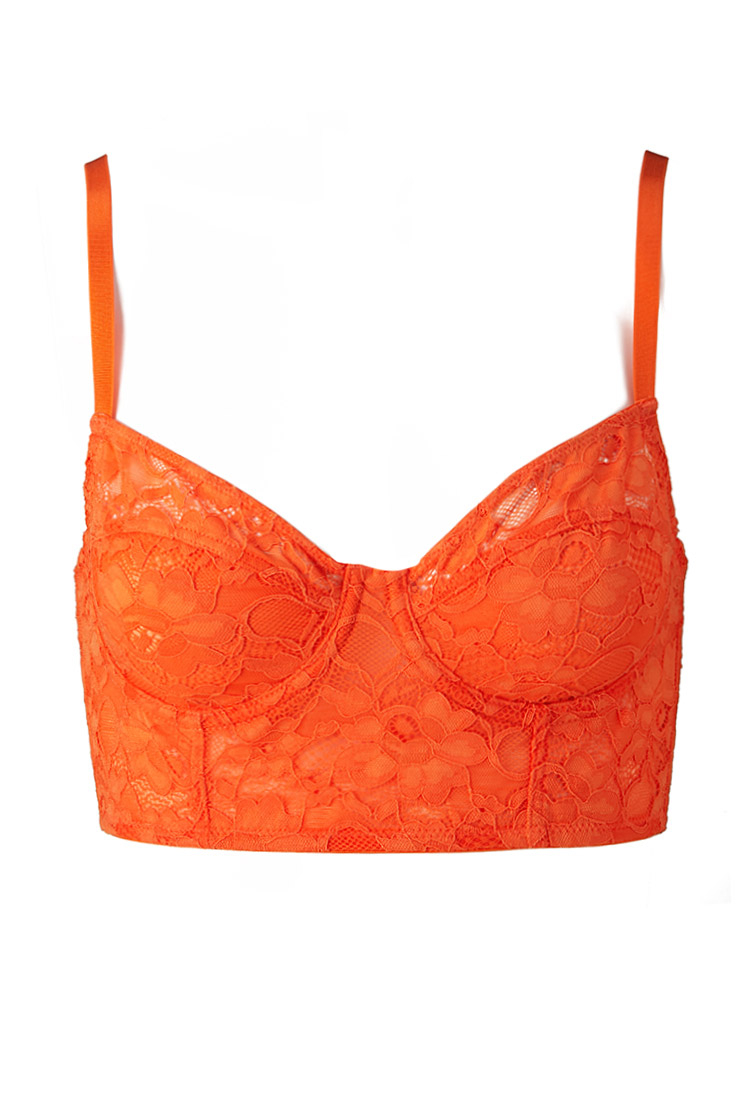 Lyst - Forever 21 Secret Romance Lace Demi Bra in Orange