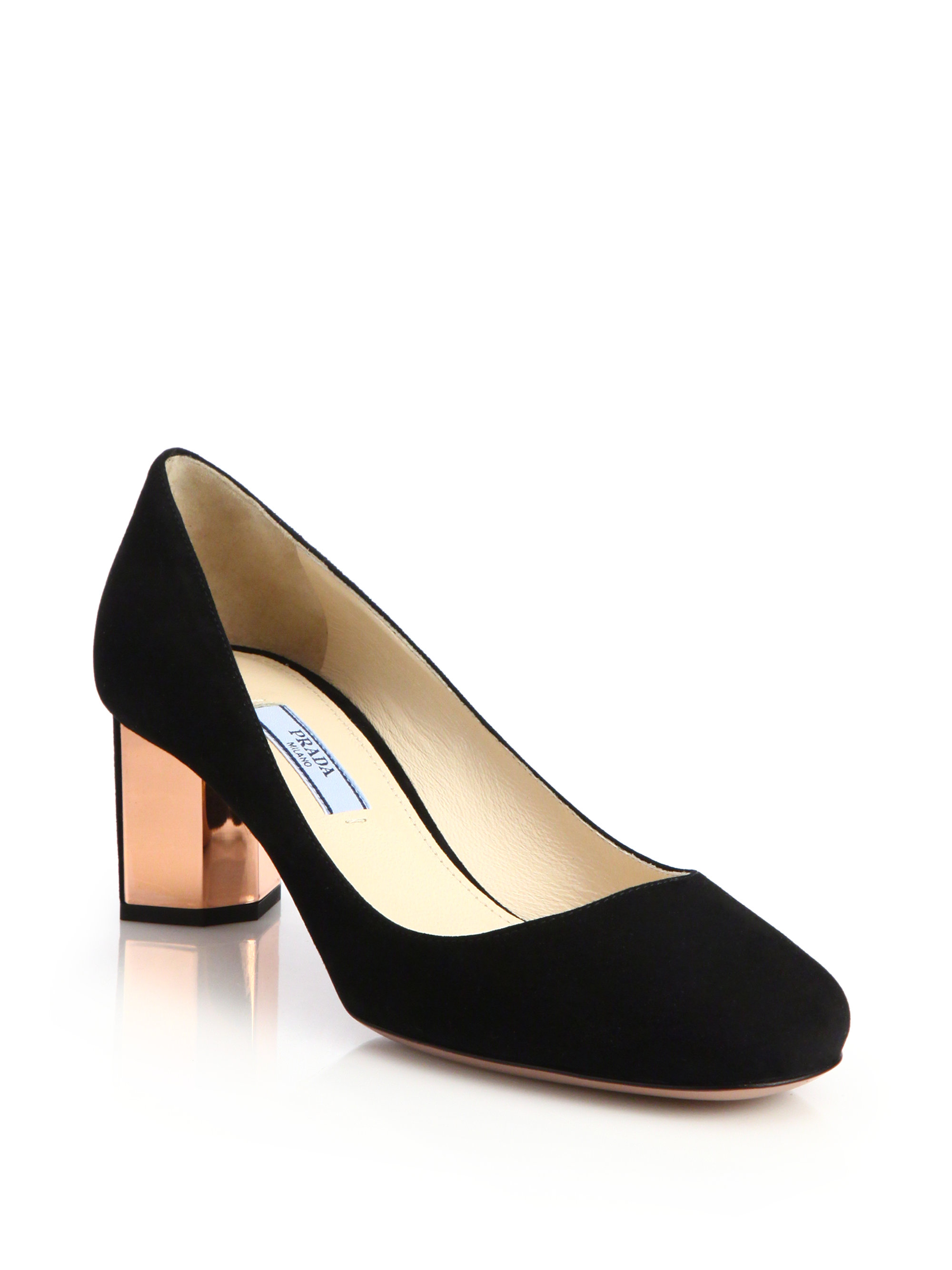 Prada Suede Metal-heel Pumps in Black (black-brown) | Lyst  