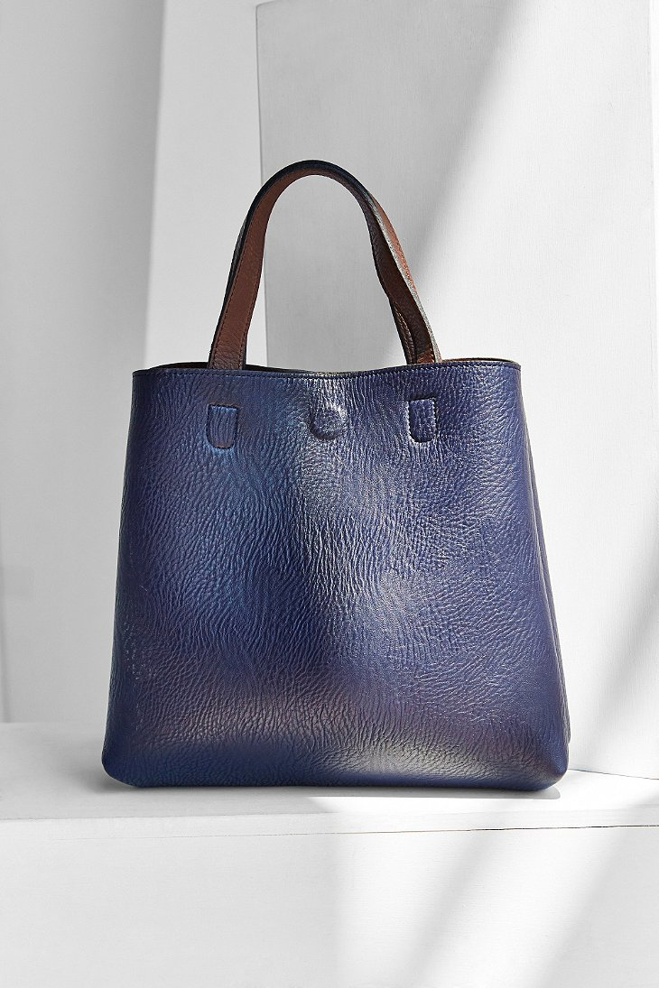 Lyst - Urban Outfitters Mini Reversible Vegan Leather Tote Bag in Blue