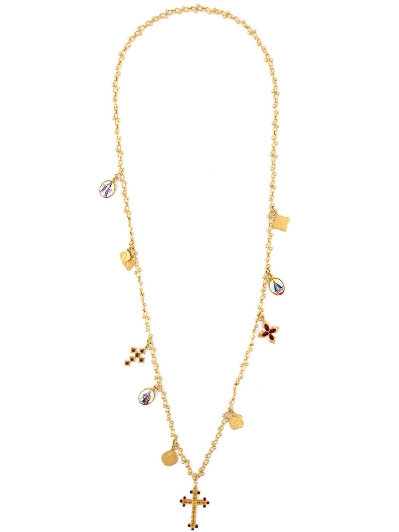 Lyst - Dolce & Gabbana Crucifix Charm Pendant Necklace in Metallic