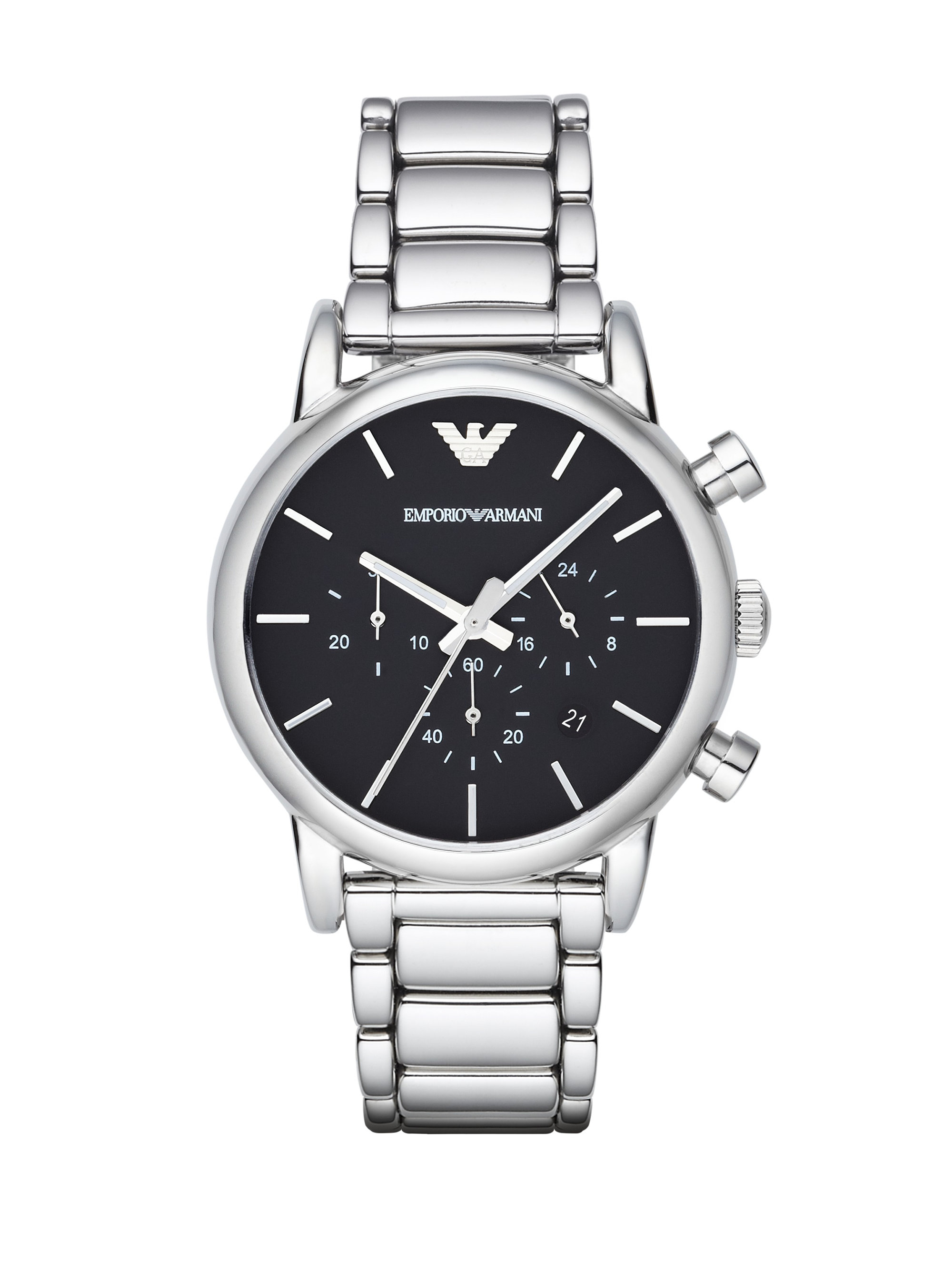 Lyst - Emporio Armani Round Stainless Steel Chronograph Watch in Gray