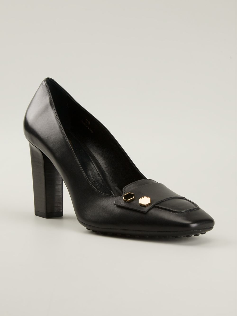 Tod's Chunky Heel Pumps in Black | Lyst