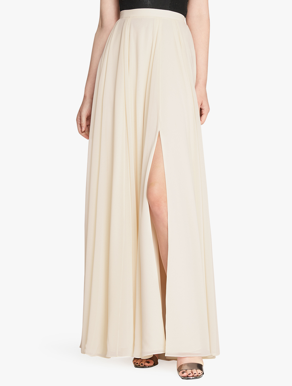 Lyst - Halston Flowy Maxi Skirt in Natural