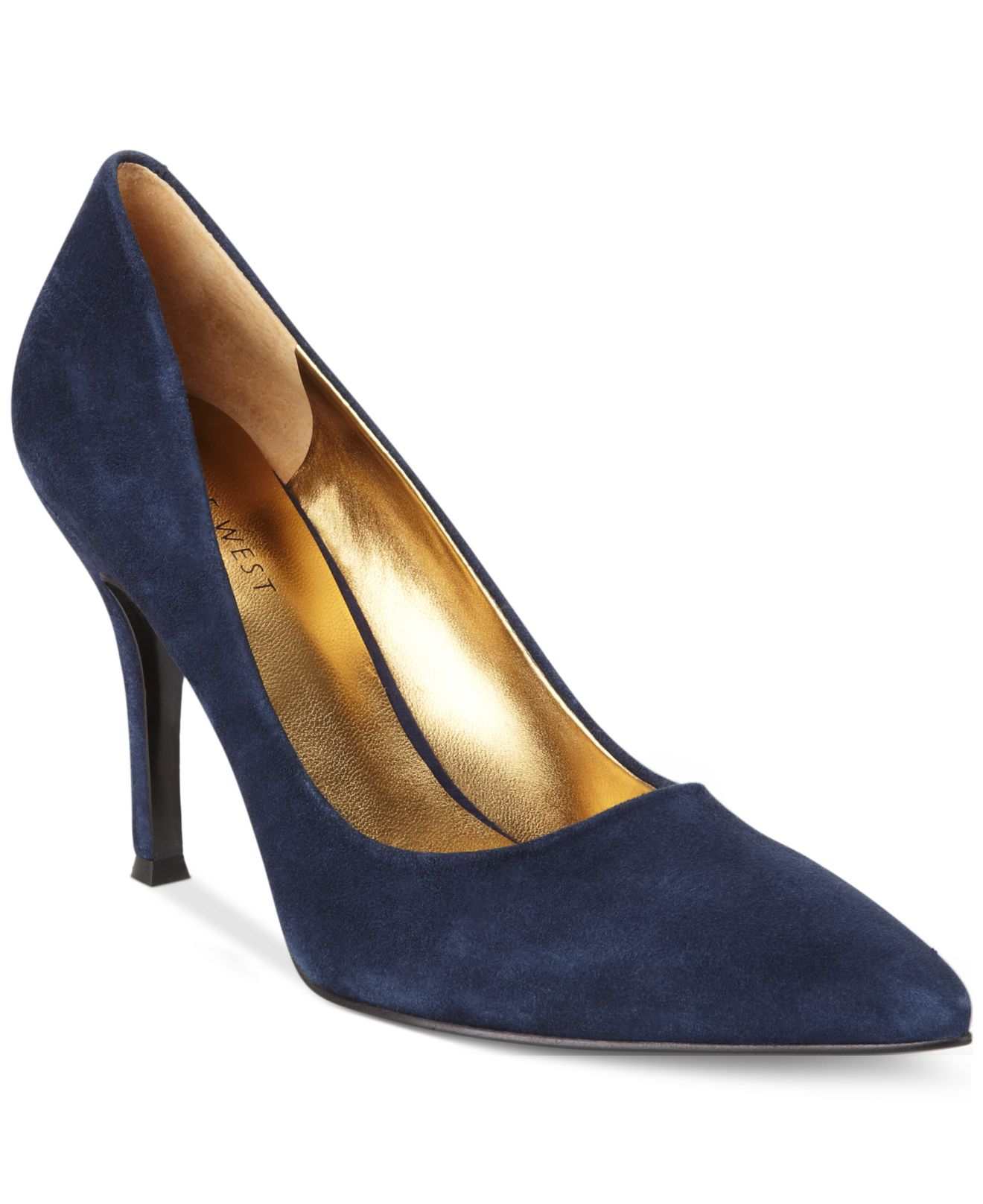 Nine west Flax Suede Pointed Toe Pumps in Blue (Navy Suede) | Lyst